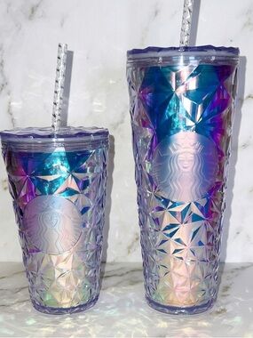 Starbucks 2024 Iridescent Periwinkle Prism Tumblers NWT 24oz Venti 16oz Grande